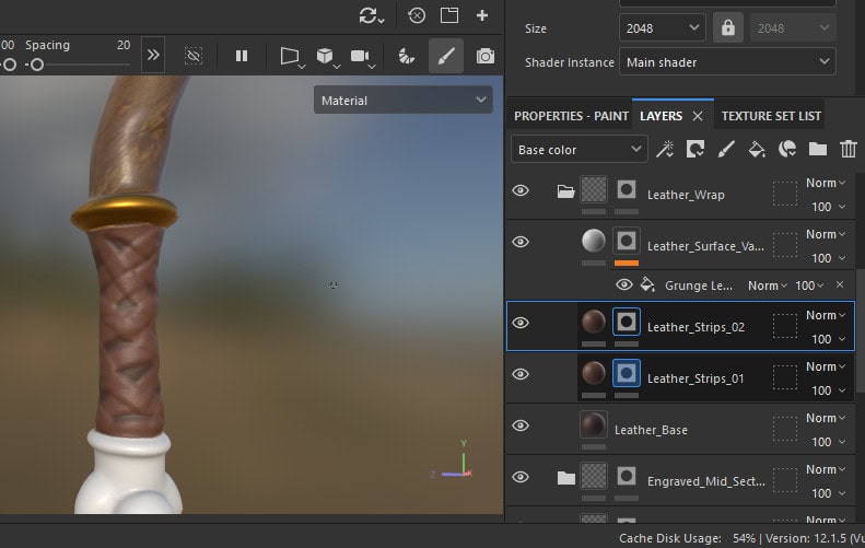 Tu'lia's Staff crossed diagonal leather wrap completed in Substance 3D Painter.
